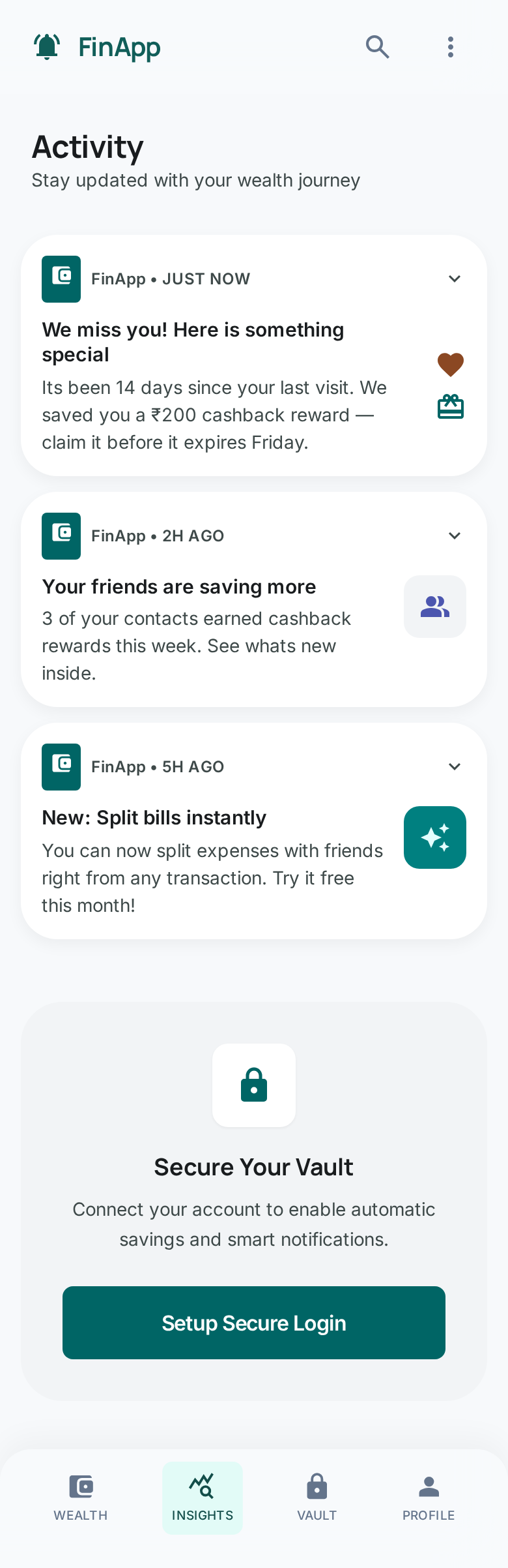 Push notification examples for reactivation — win-back reward, social proof, and feature update re-engagement