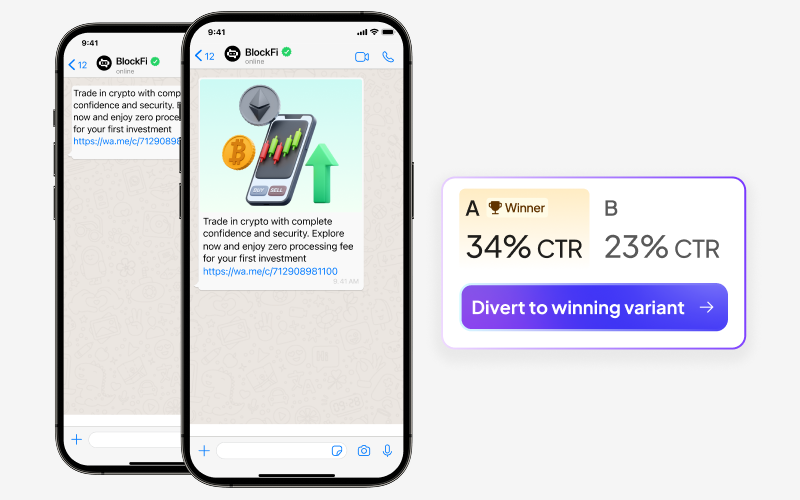A/B experimentation showing winning variant