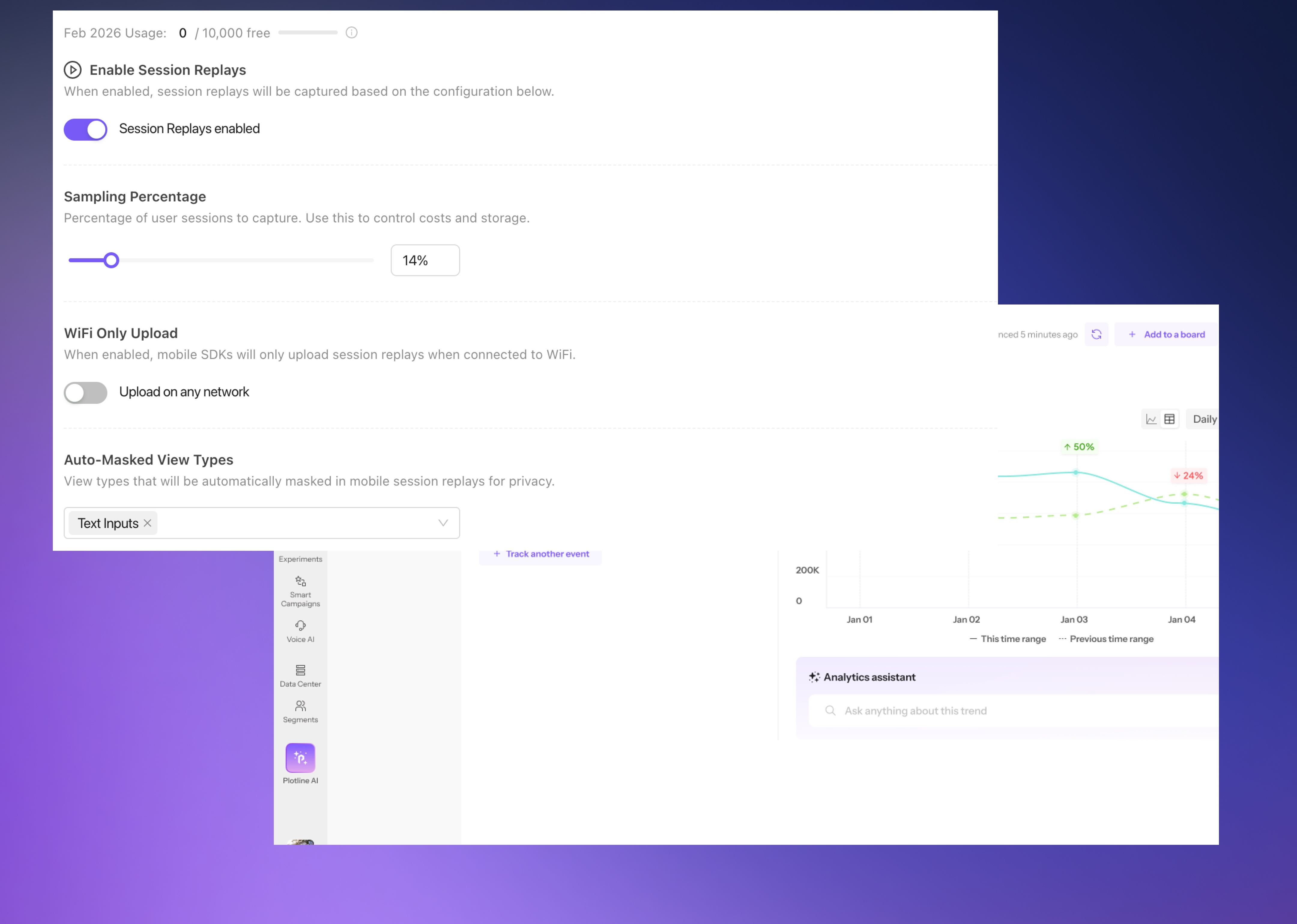 Session replay showing user interactions